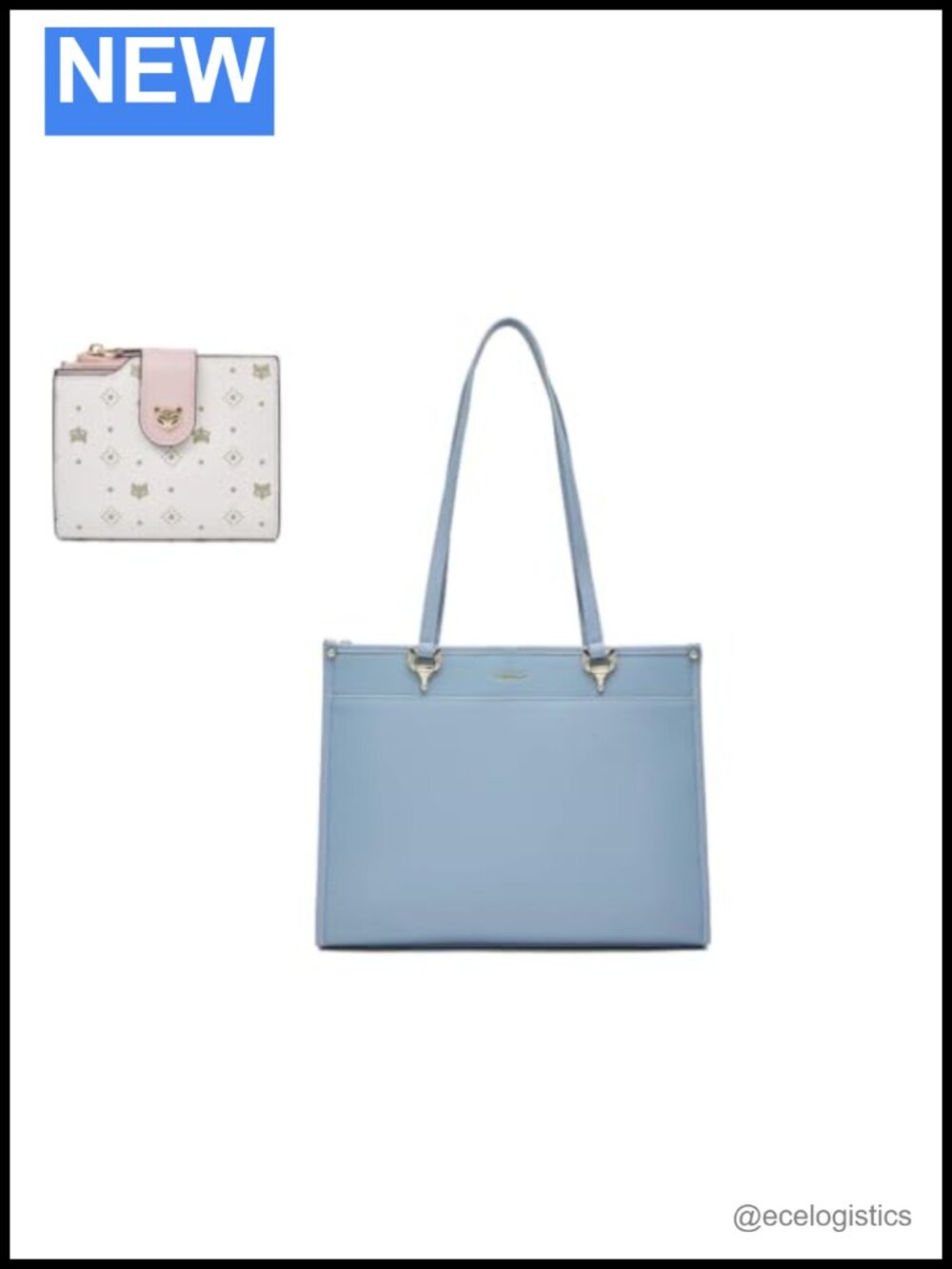 Genuine Leather Tote Bag with Card Holder Wallet for Women